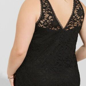 Torrid Stretch Black Lace Sleeveless  with Floral Detailing